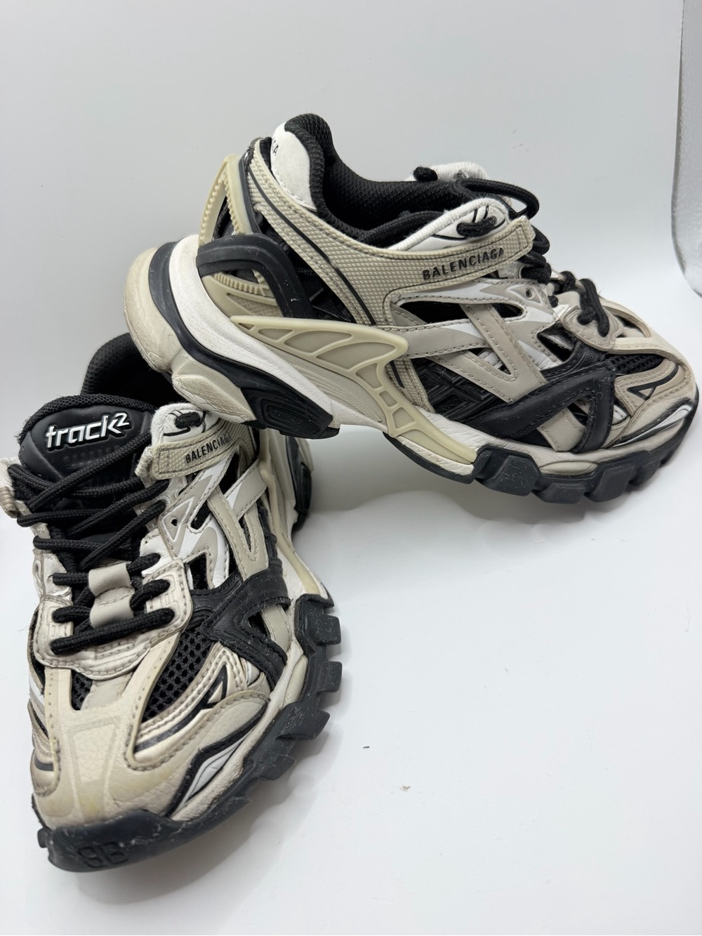 Balenciaga Track Runner Sneakers in Black and Cream